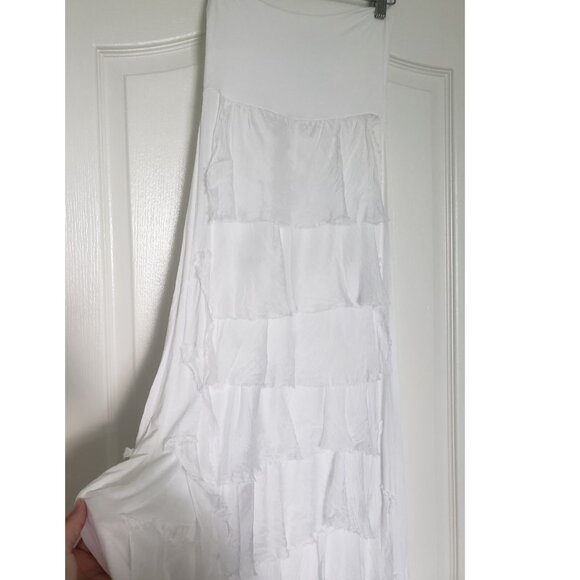 White Italian Silk Skirt with ruffles cascading BNWT - Picture 2 of 6